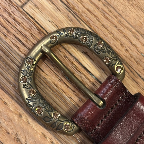 FOSSIL leather topaz rhinestone wide belt size Medium main image 4